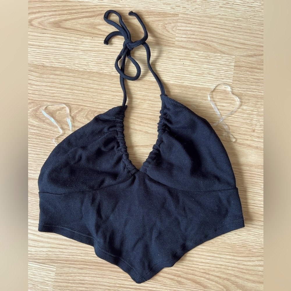 Garage Black Halter Crop Top